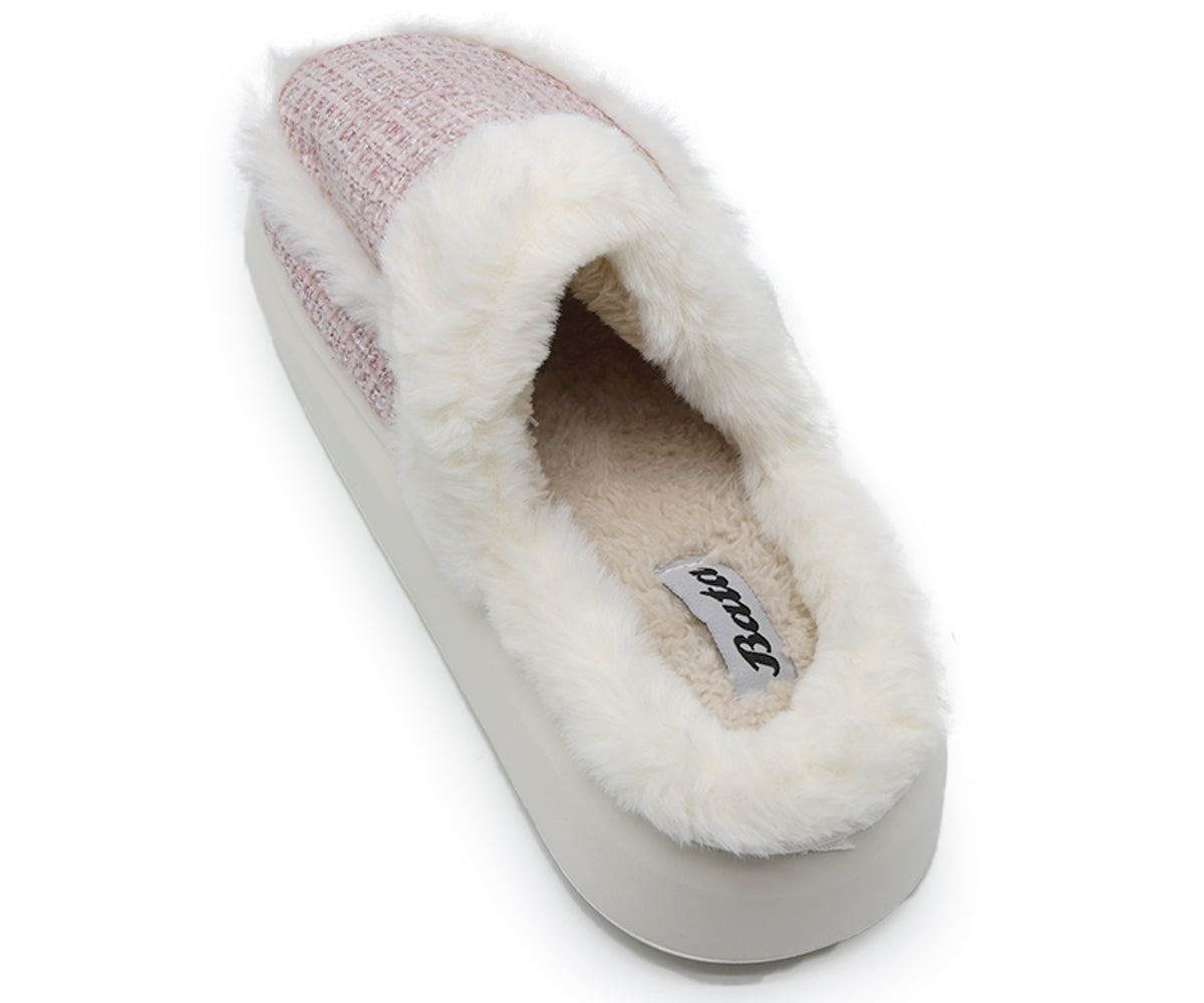 pink plaid chunky house slippers
