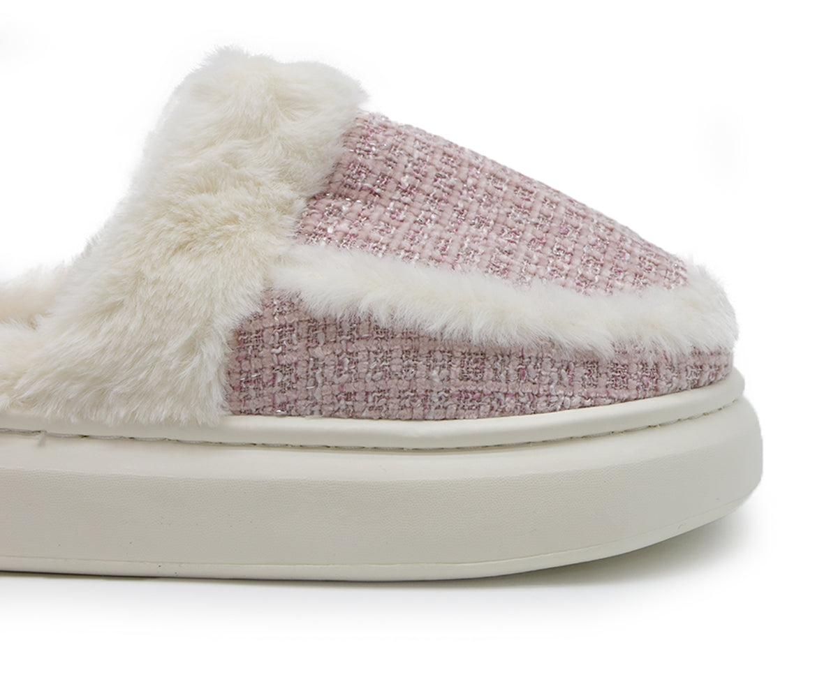 pink plaid chunky house slippers