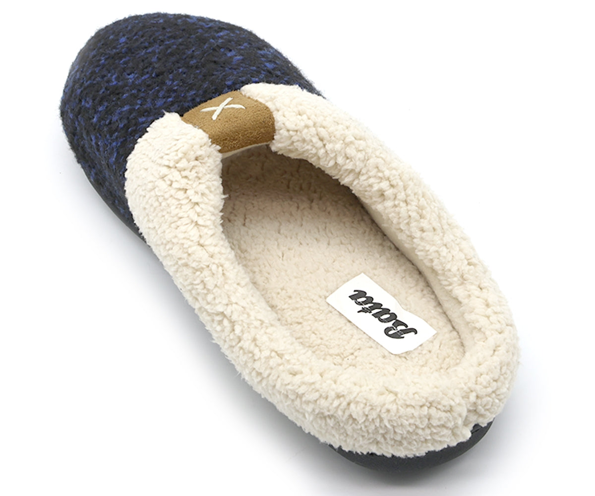 navy memory foam fleece slippers