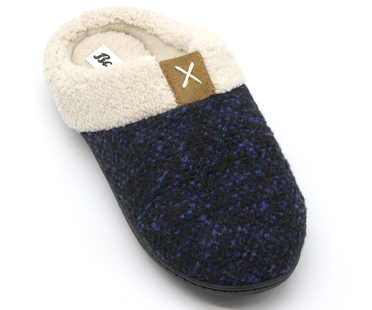 navy memory foam fleece slippers