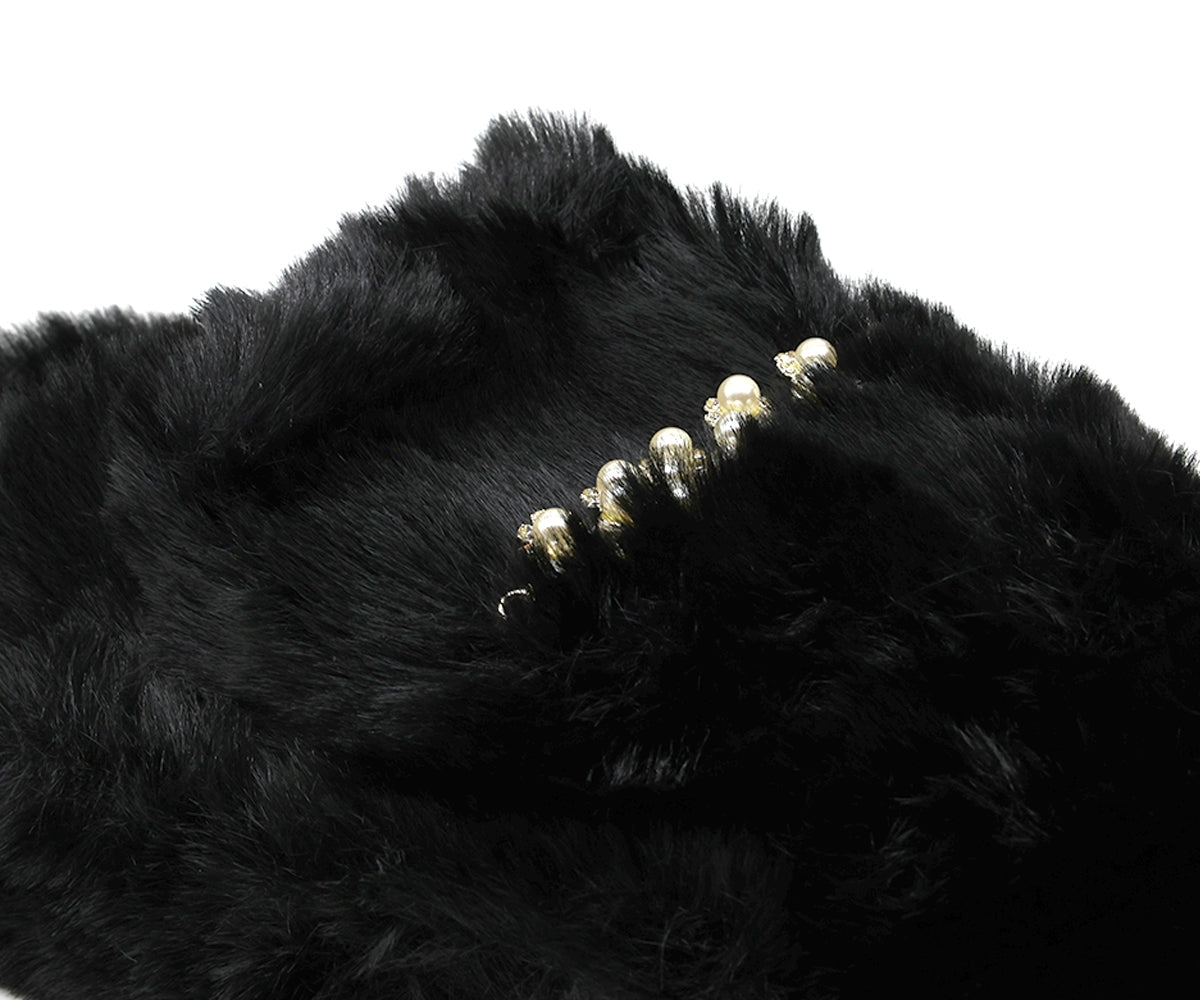 black furry pearl slipper