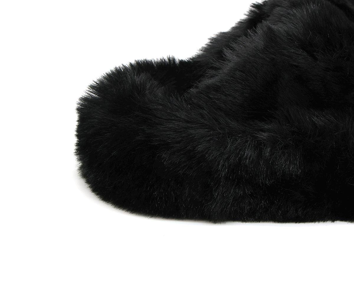 black furry pearl slipper