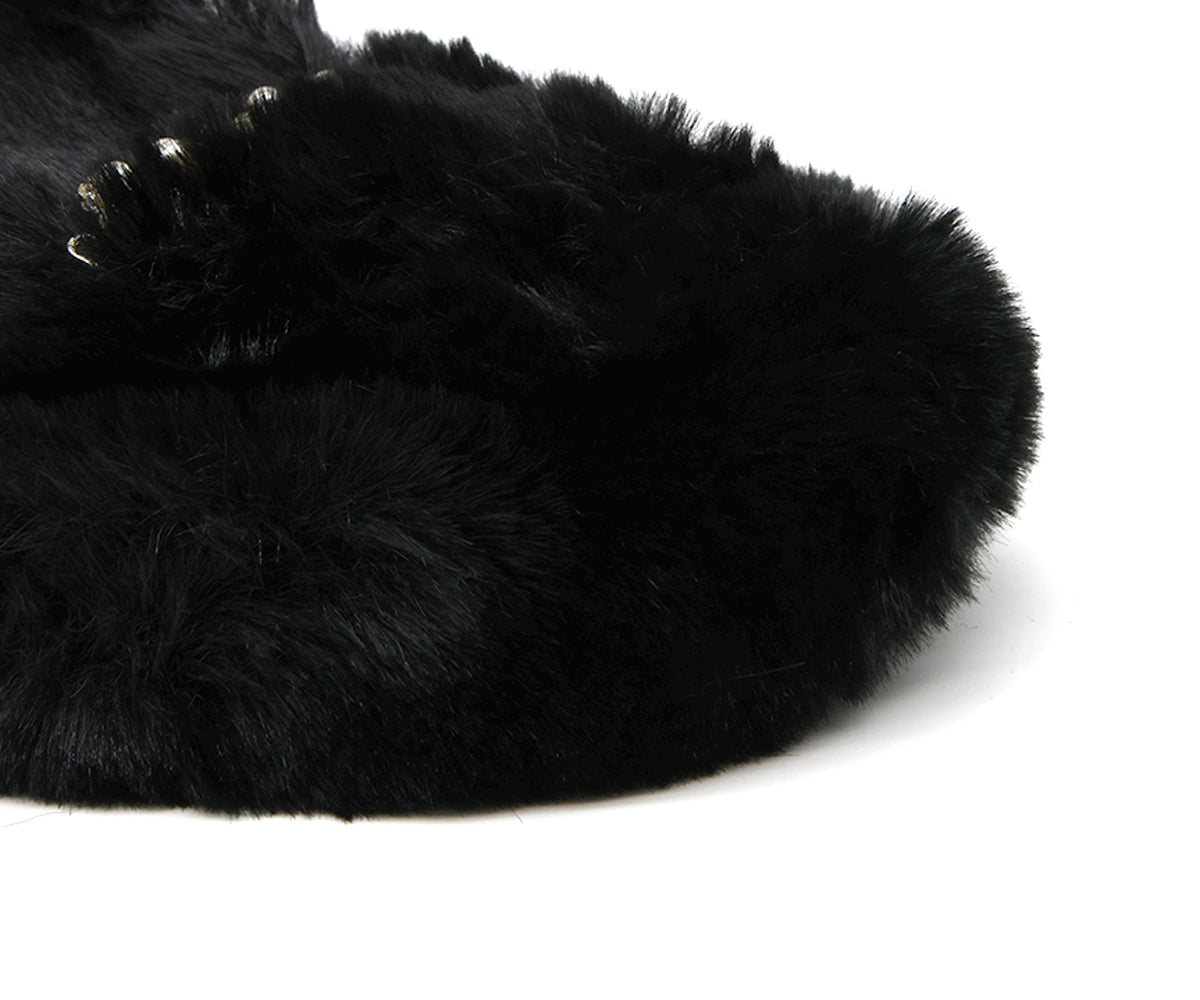 black furry pearl slipper