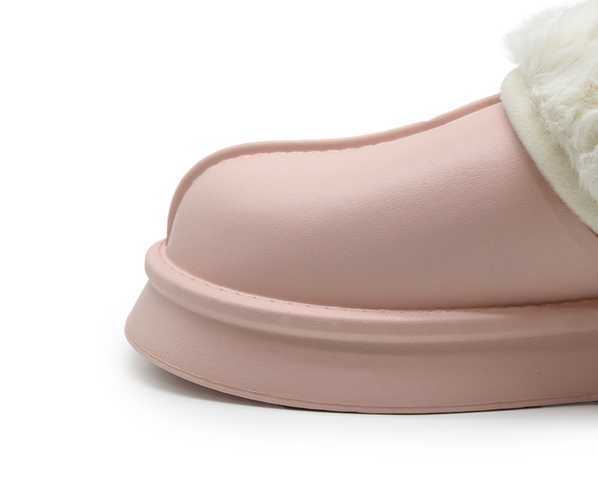 pink waterproof furry slippers