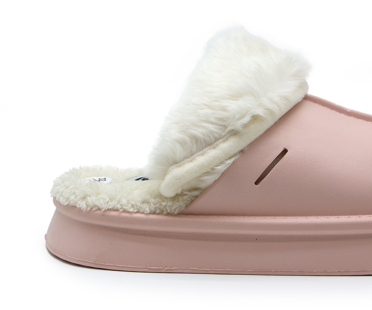 pink waterproof furry slippers