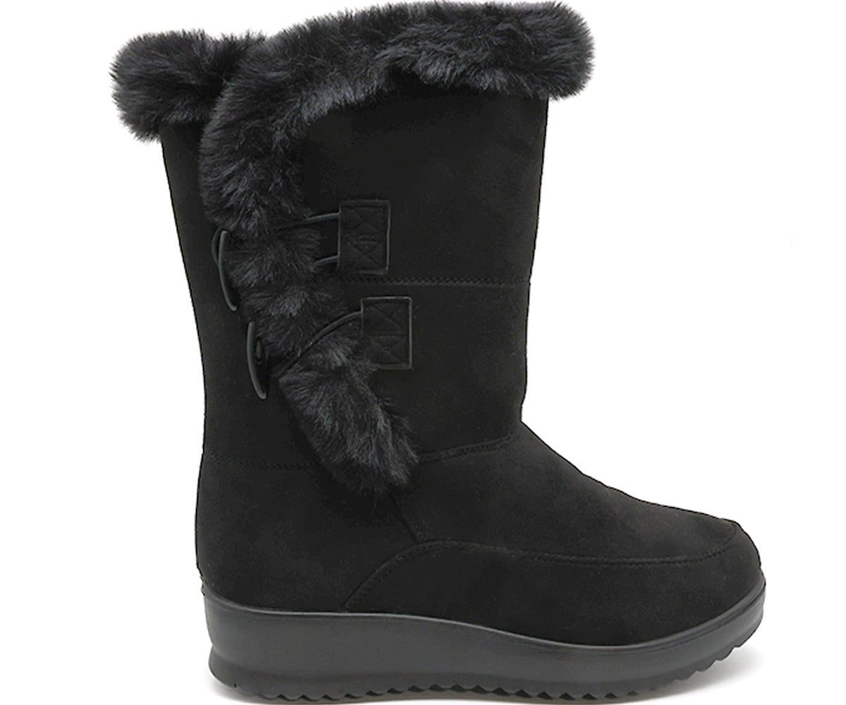 black cozy fur calf boots