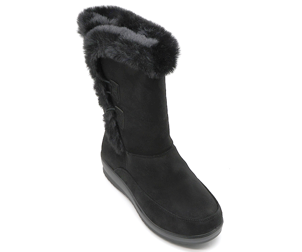 black cozy fur calf boots