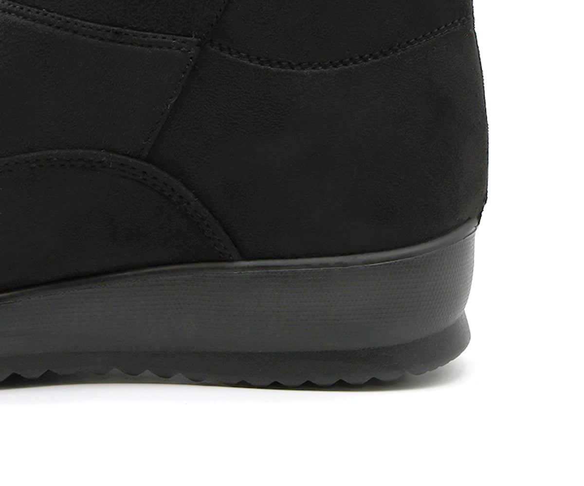 black cozy fur calf boots