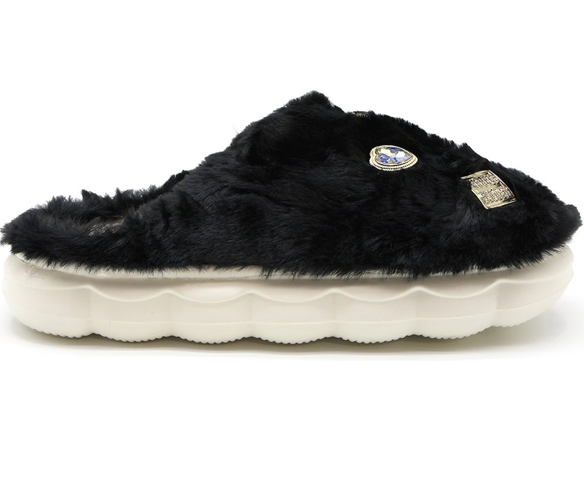 black embellished house slipper
