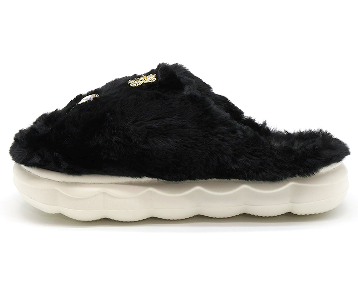 black embellished house slipper