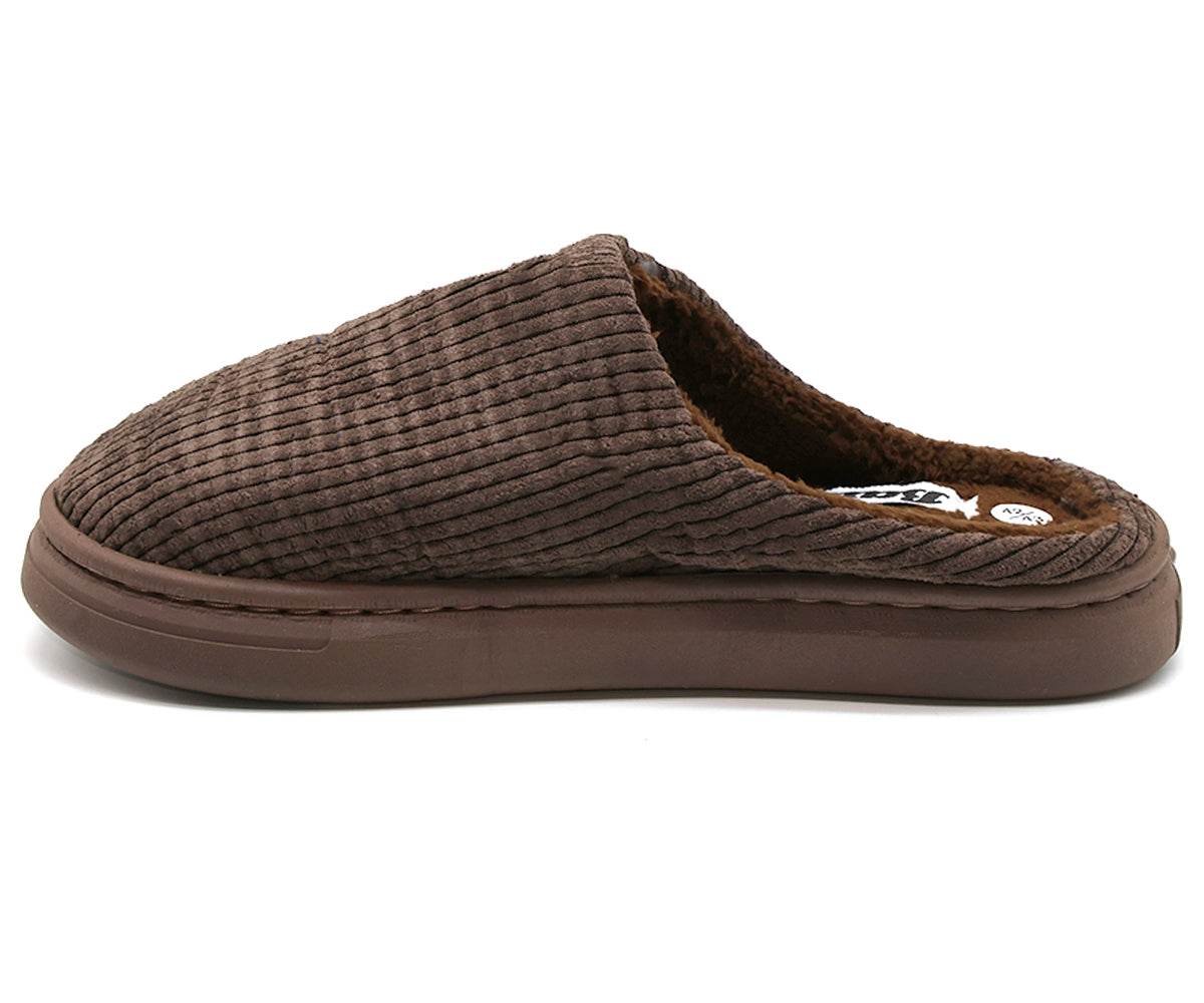 brown striped house slipper