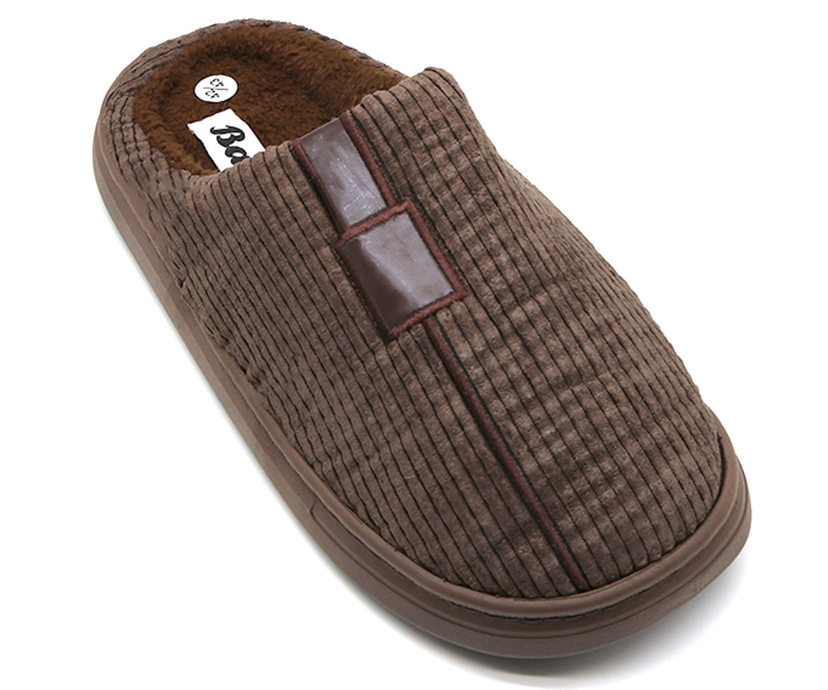 brown striped house slipper
