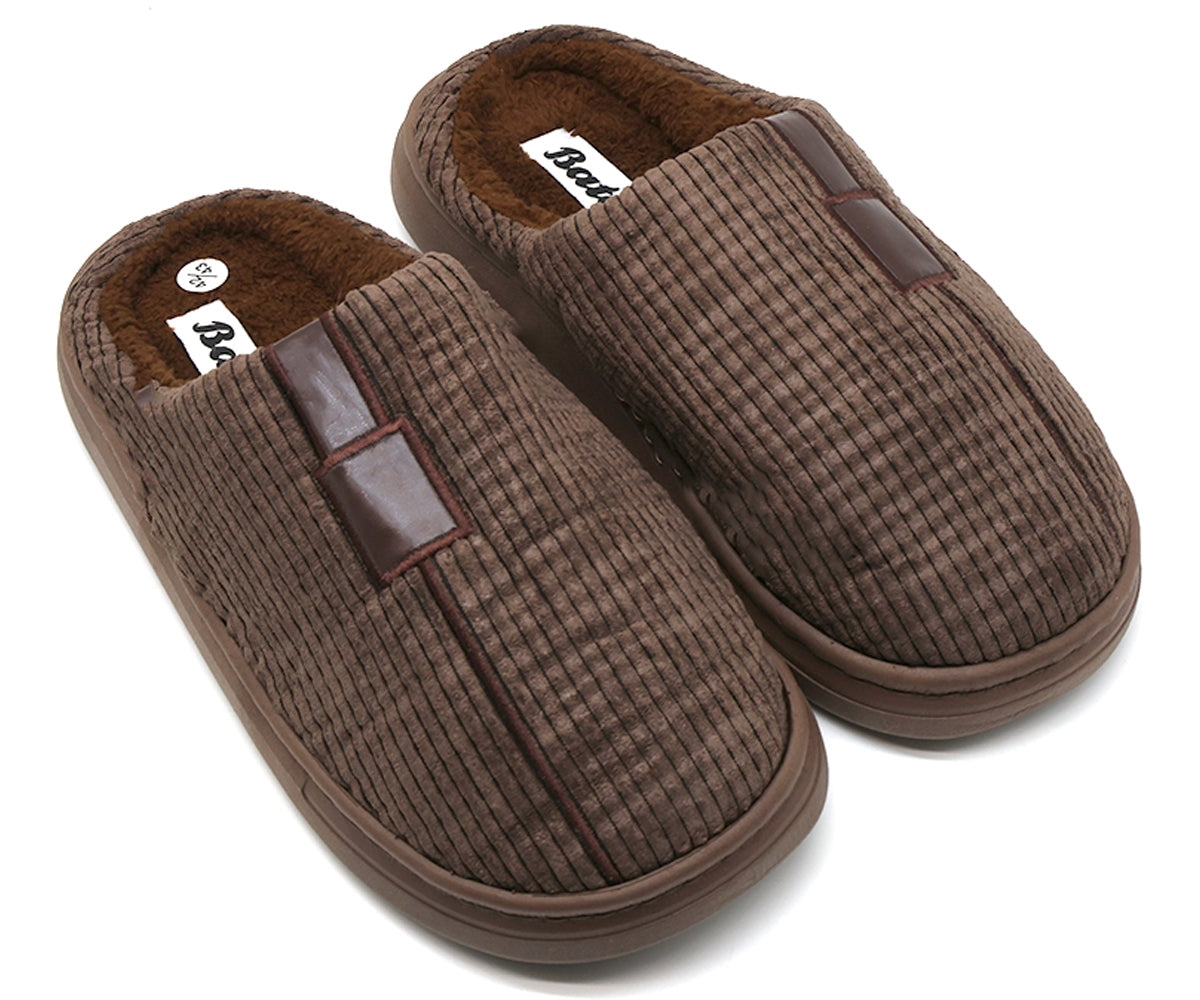 brown striped house slipper