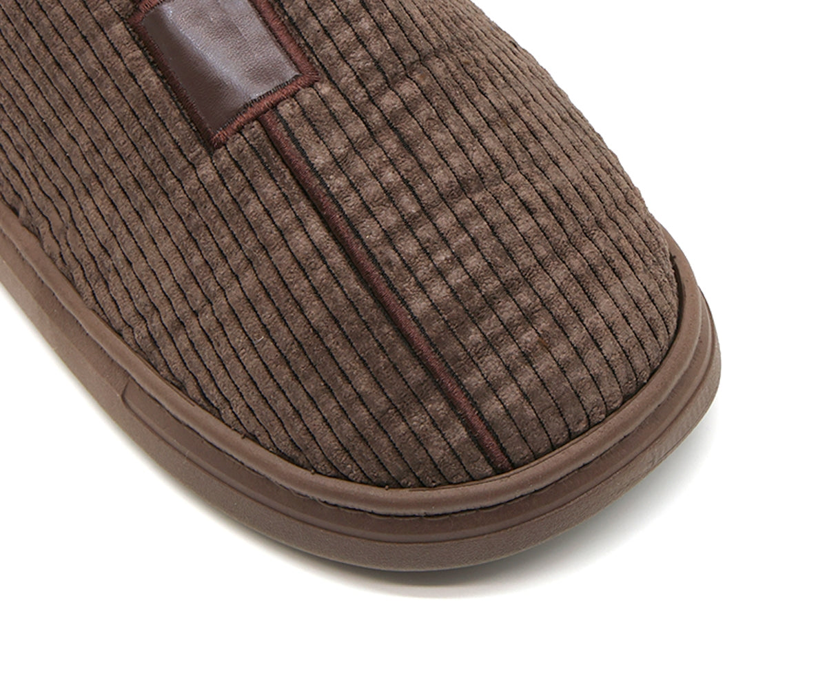brown striped house slipper