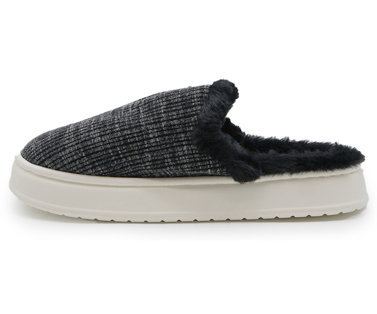black plaid contrast slipper
