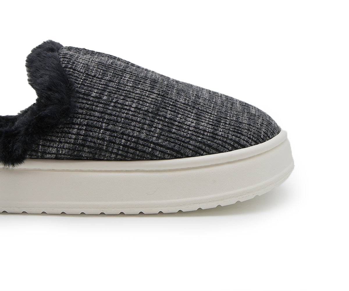 black plaid contrast slipper