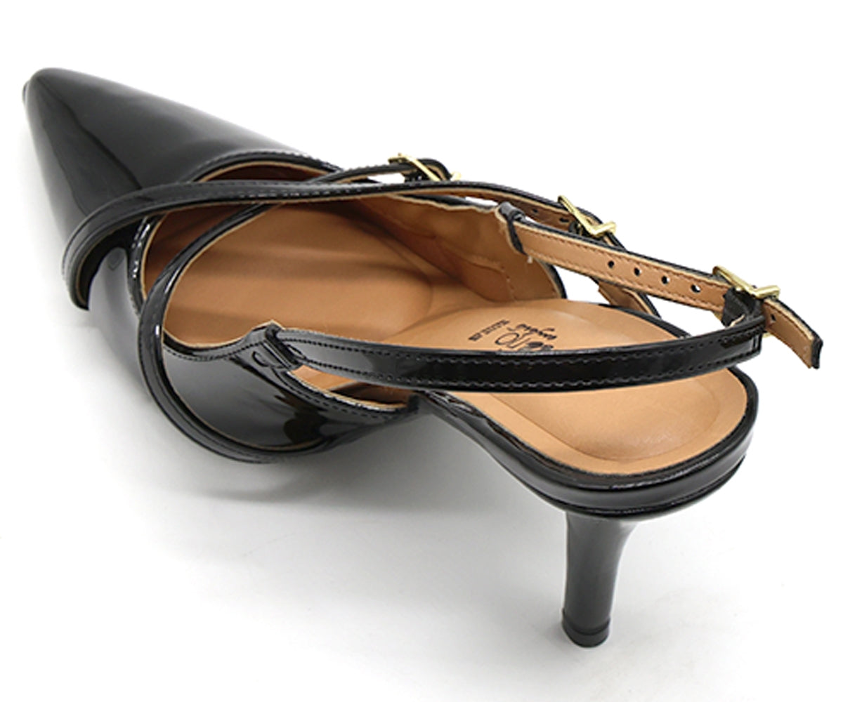br black buckled slingback stilletos