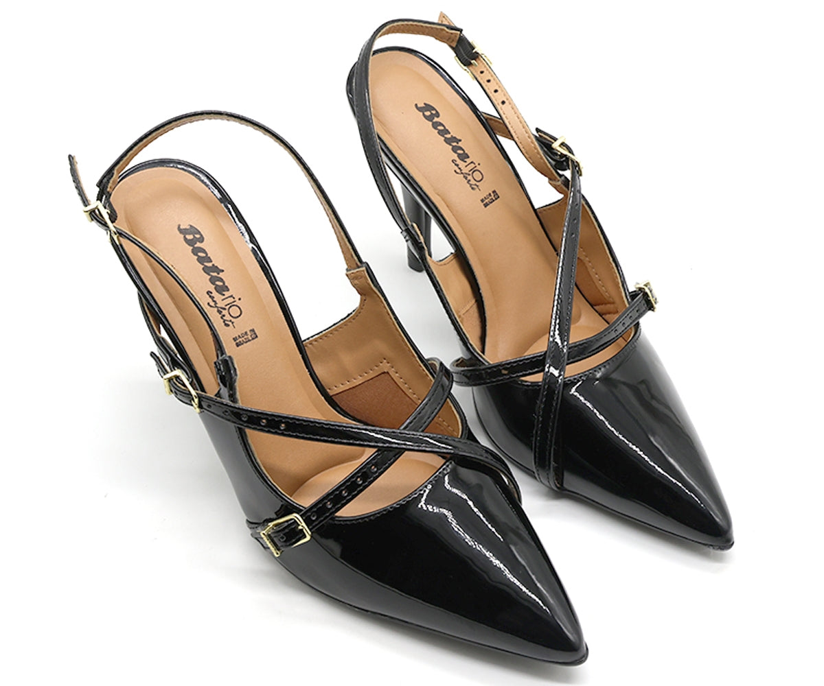 br black buckled slingback stilletos