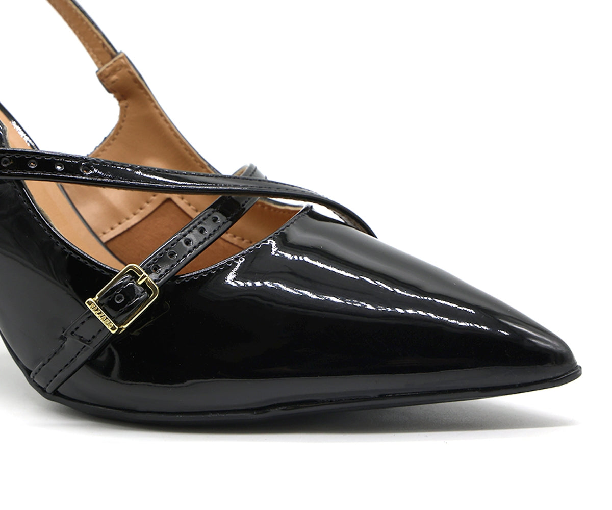 br black buckled slingback stilletos
