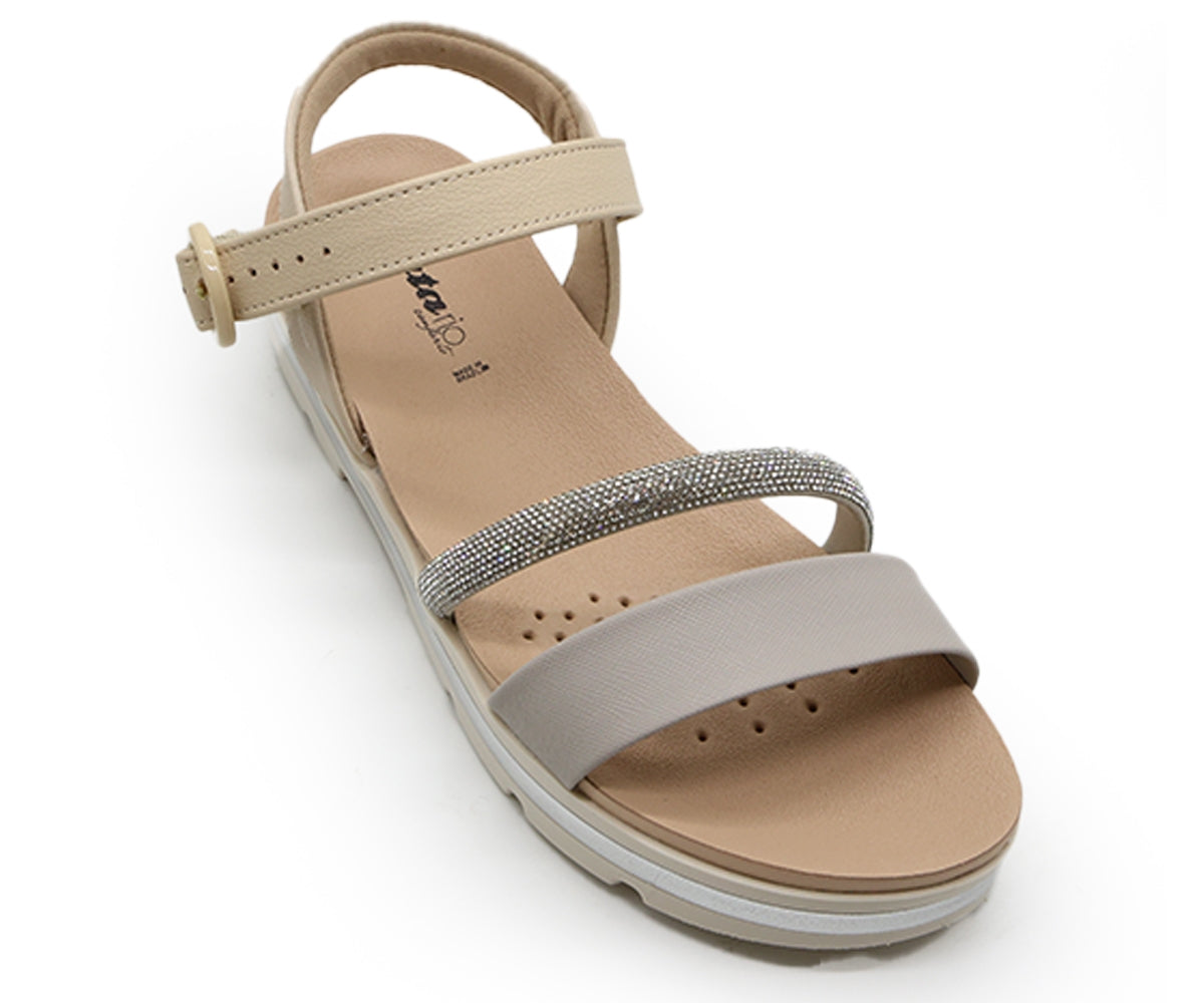 dry tech grey & cream embellished sandals