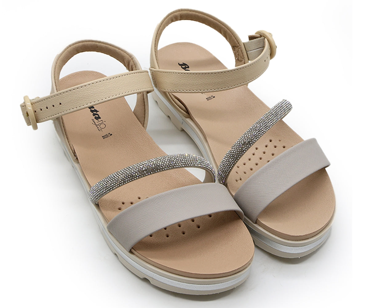 dry tech grey & cream embellished sandals