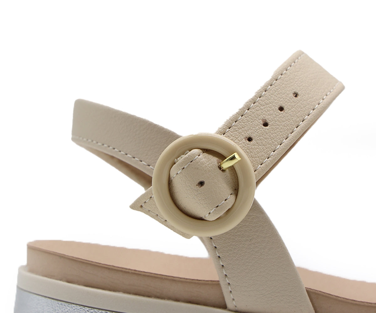 dry tech grey & cream embellished sandals