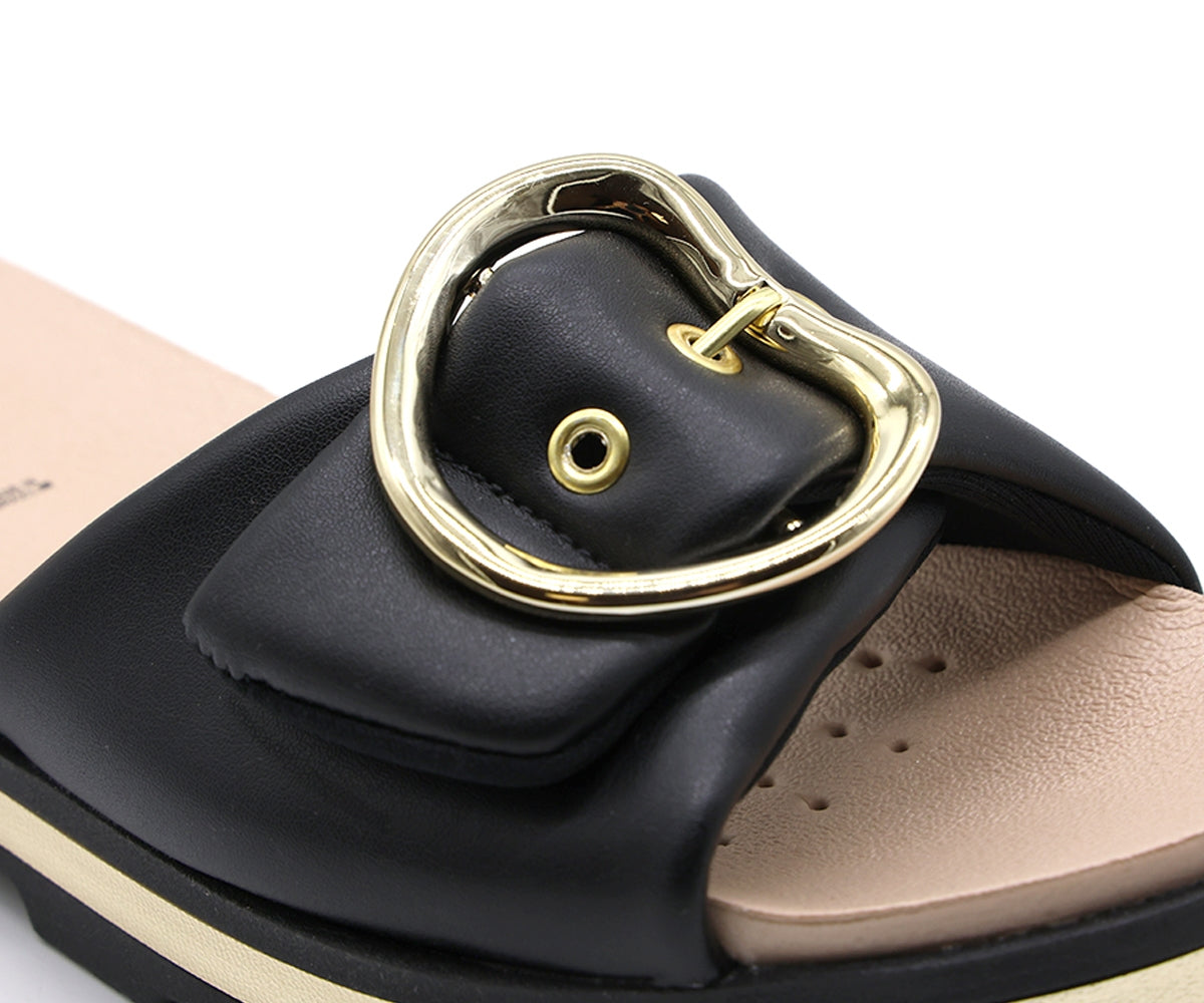 dry tech black big buckle slides