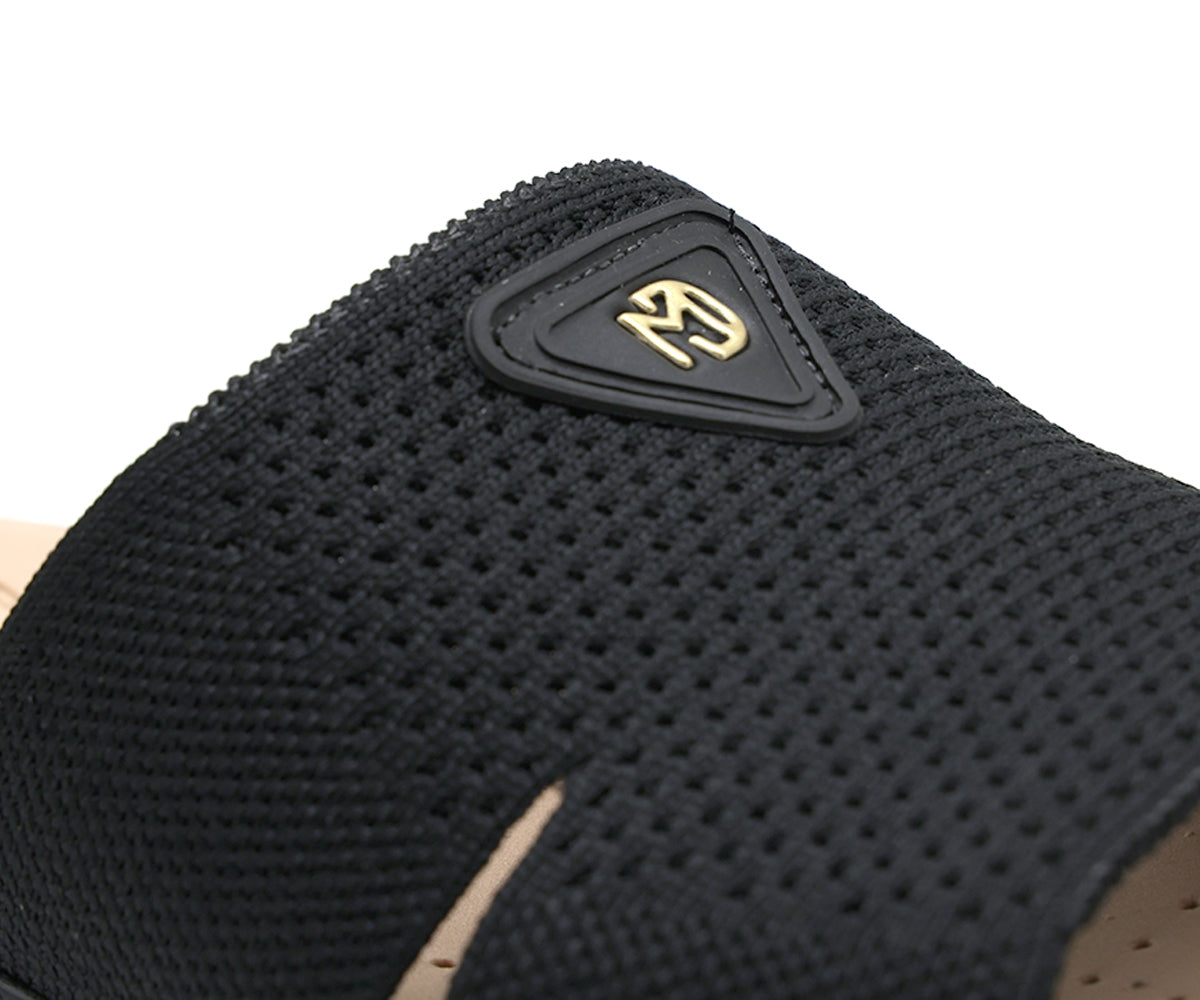 dry tech black knit slides