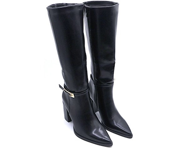 br black pointed calf boots
