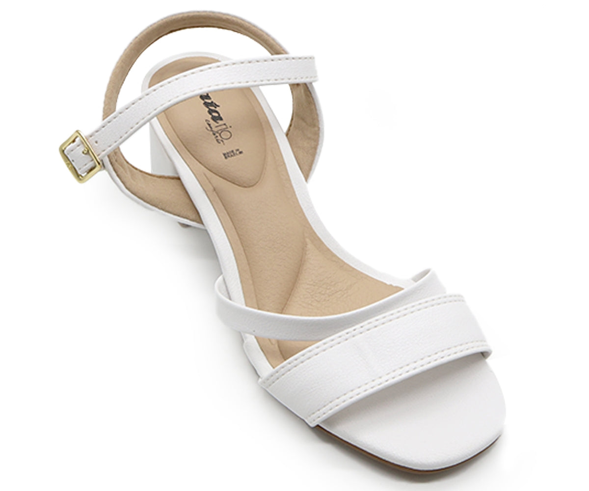 br all white block sandal
