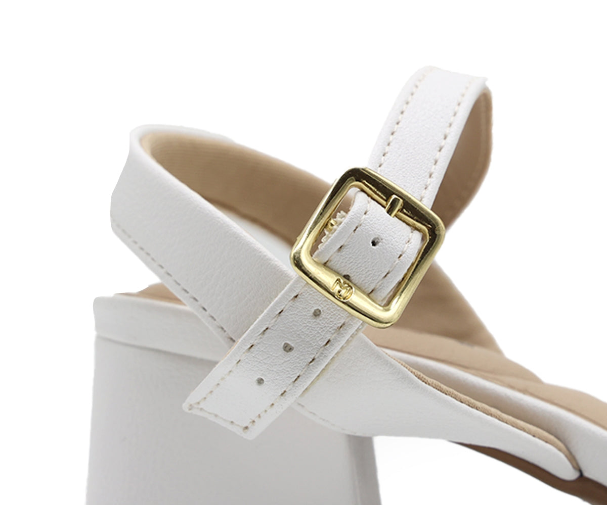 br all white block sandal