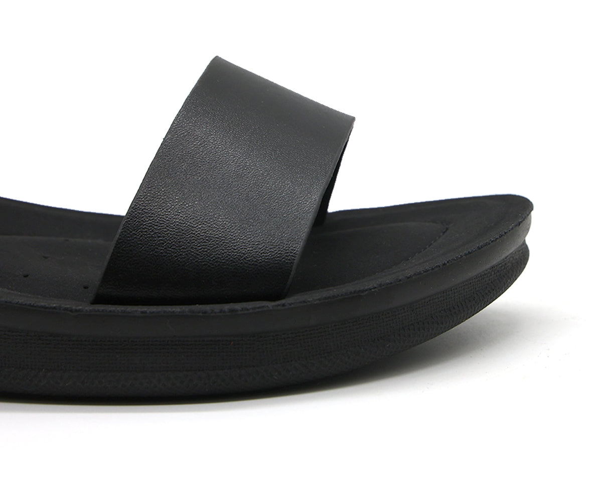 all black elastic strap sandals