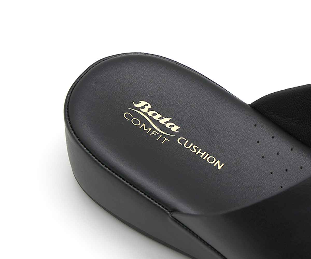Comfit Black Buckled Cutout Slides