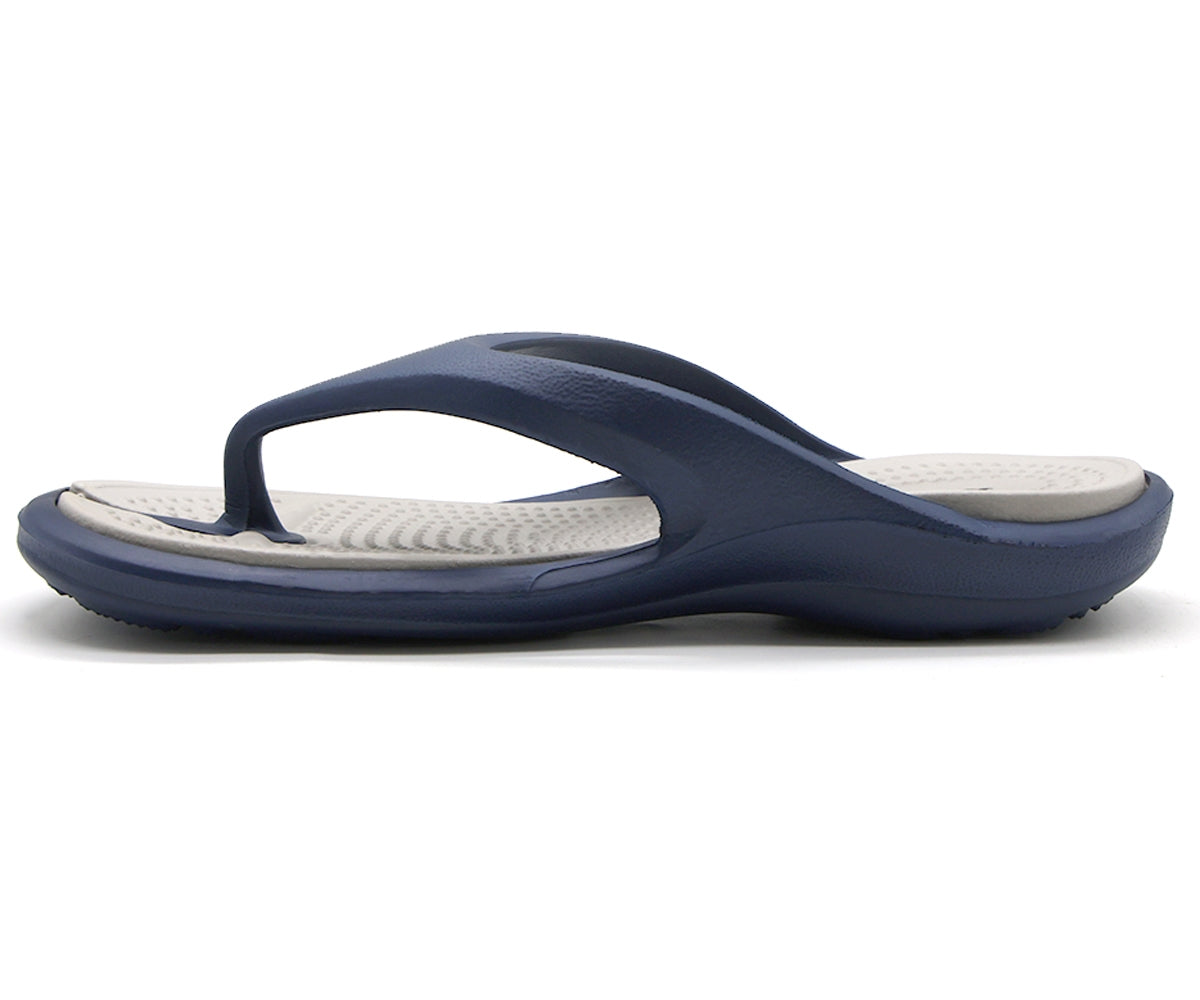 navy & grey flip flops