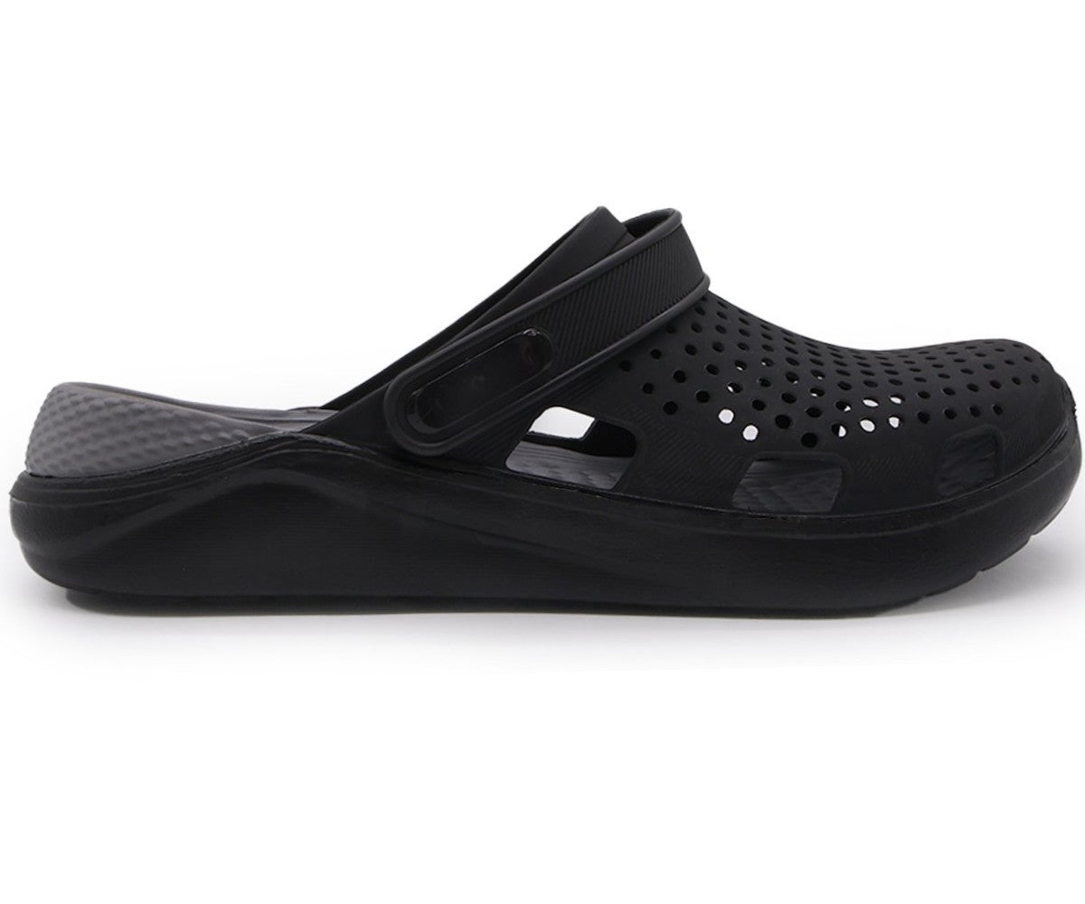 black & grey foam clogs