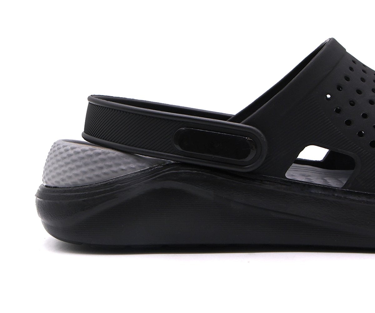 black & grey foam clogs