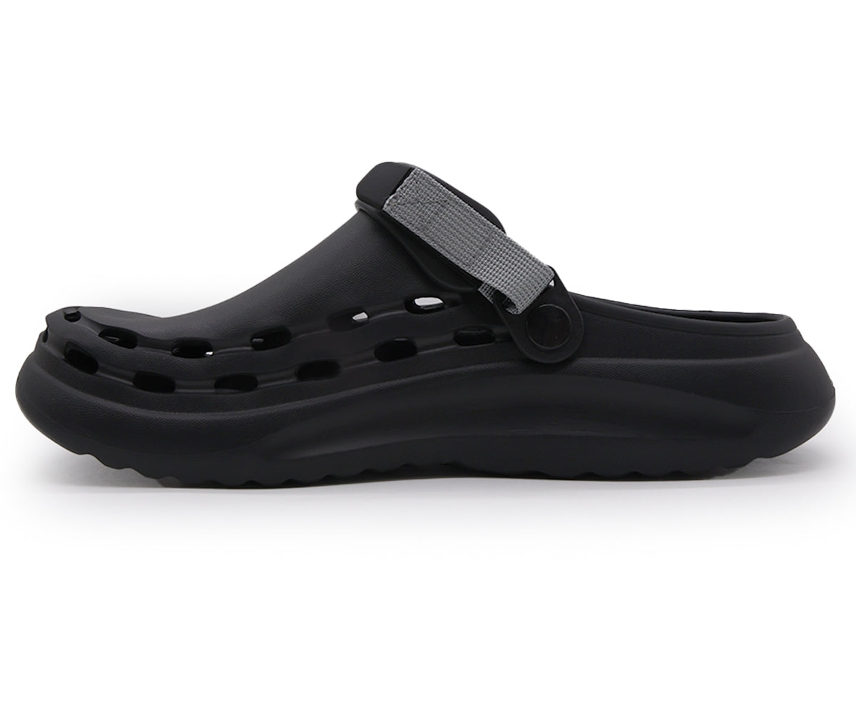 black& grey velcro foam clogs