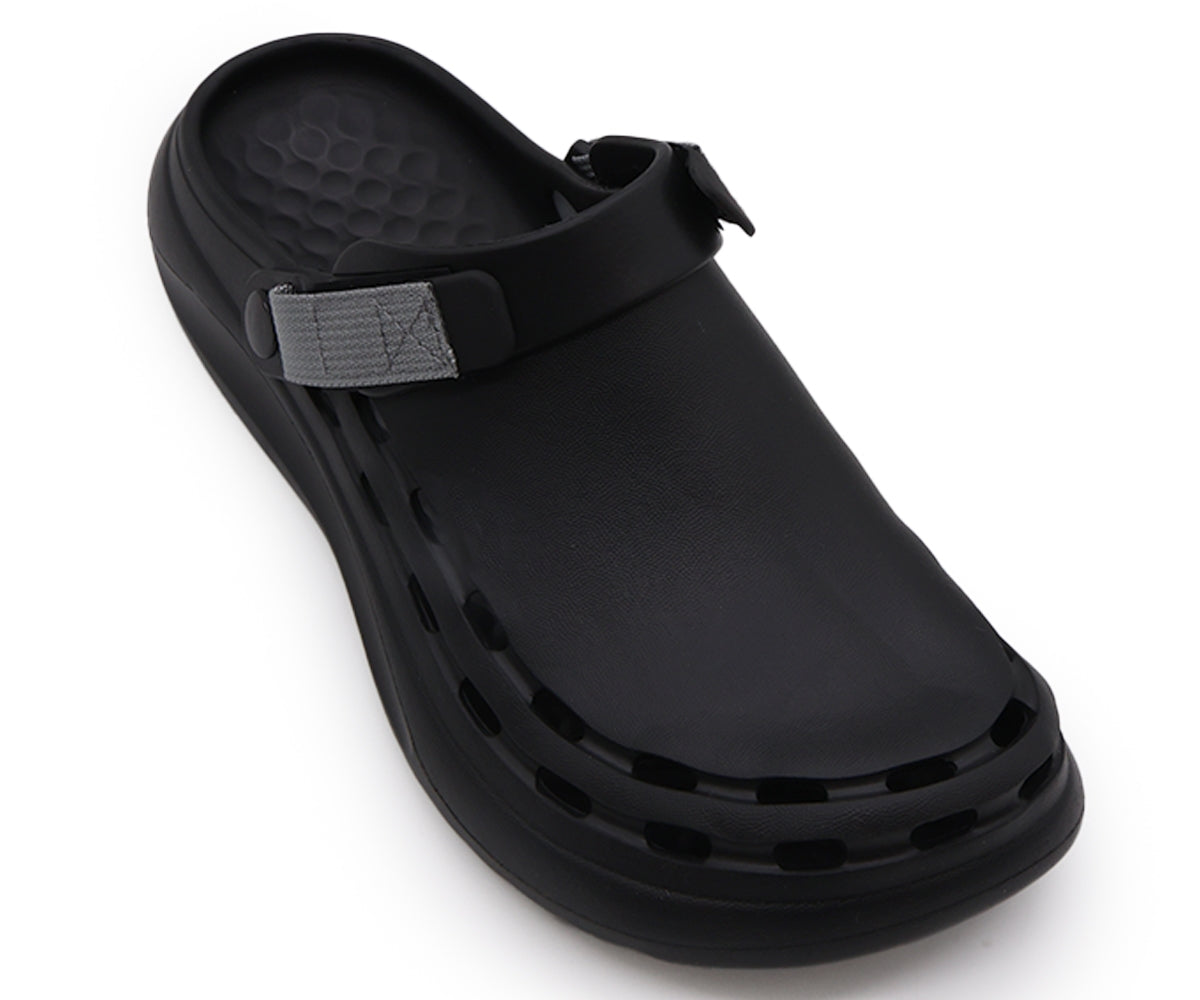 black& grey velcro foam clogs