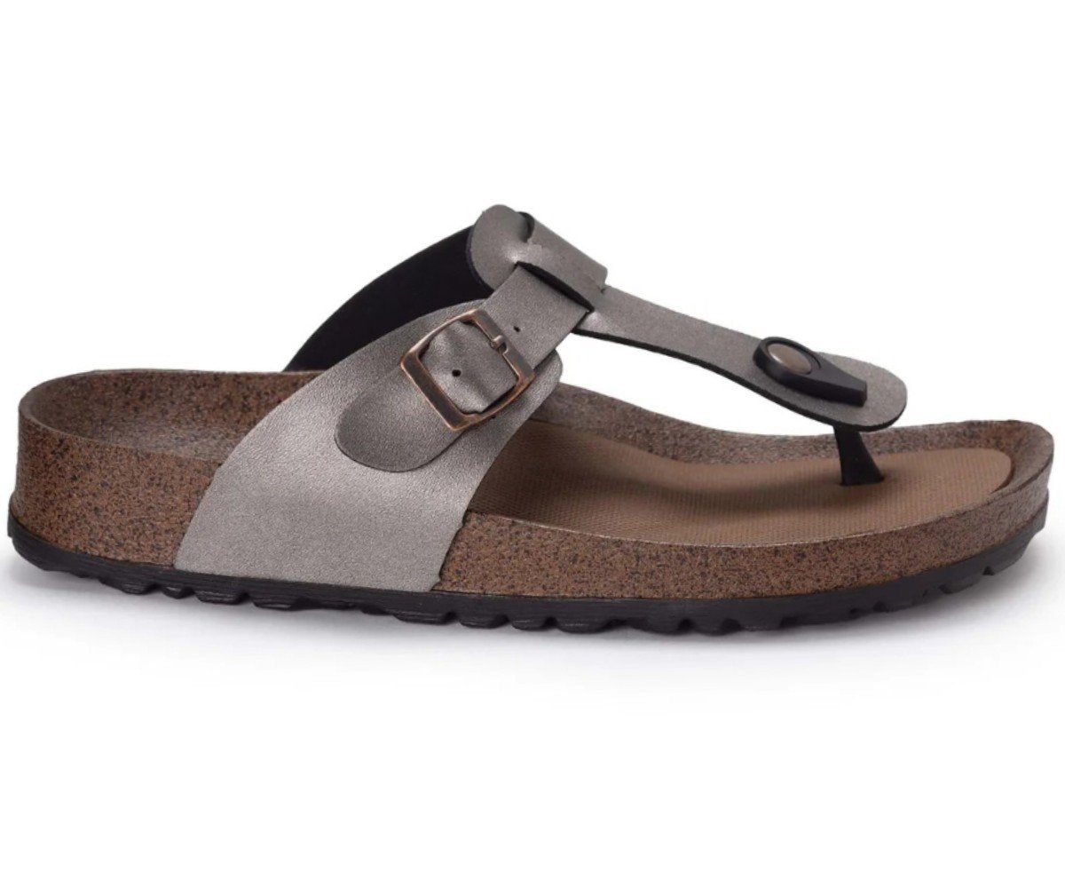 pewter thong cork slides