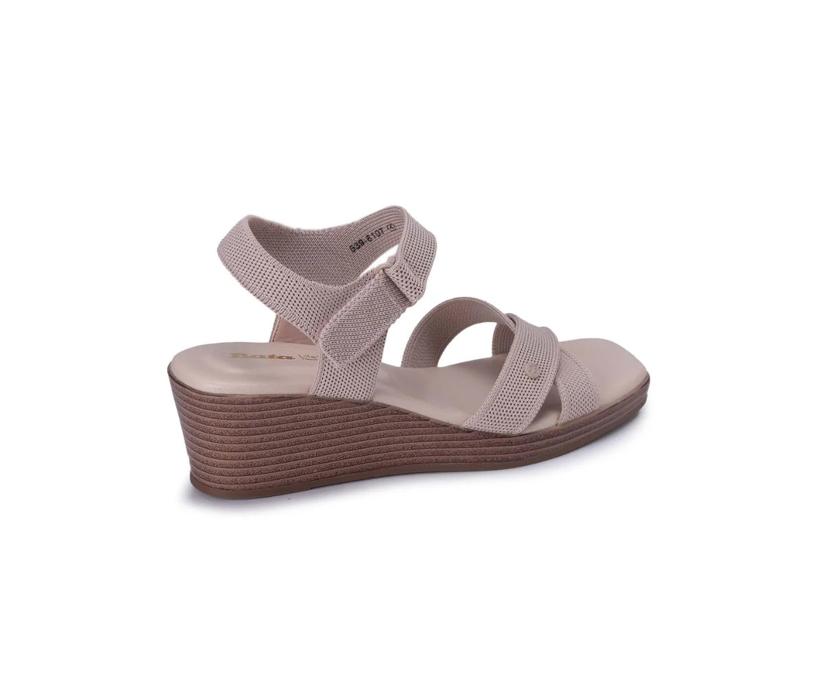 beige knit wedge sandals