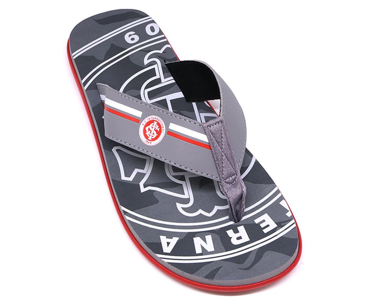 br sport grey & red flip flops