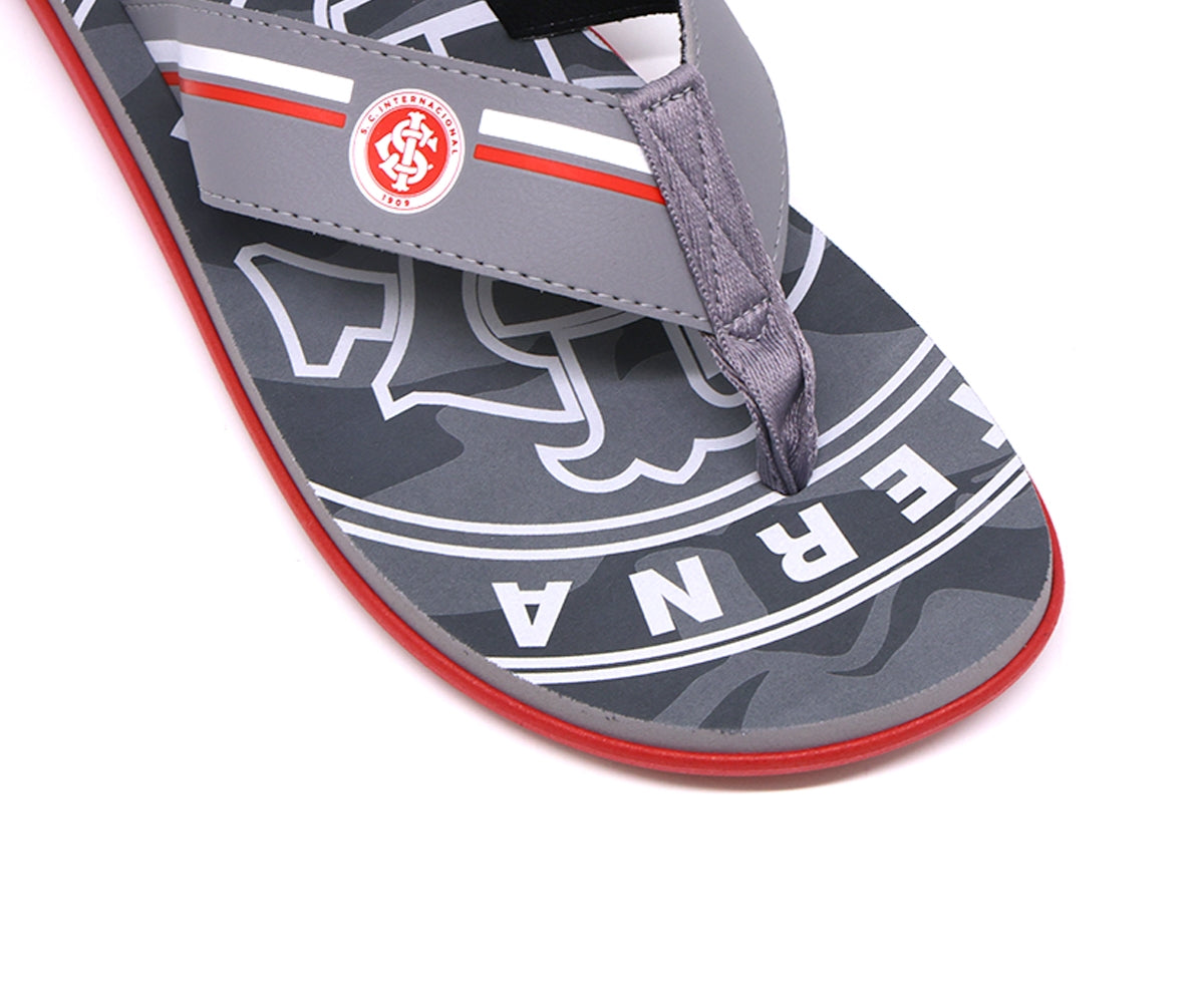 br sport grey & red flip flops