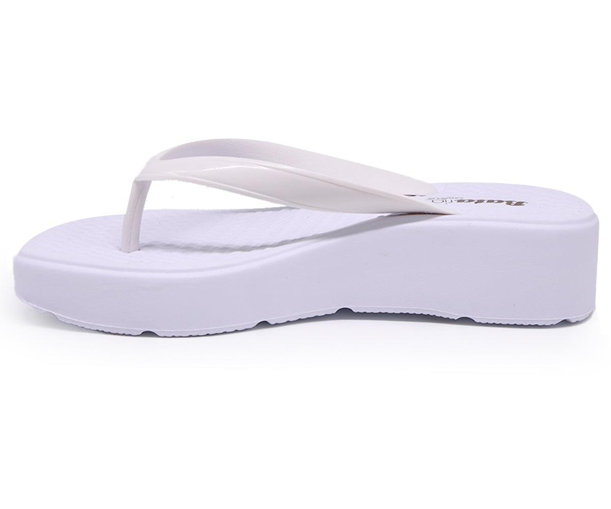 br wedge white thong slides