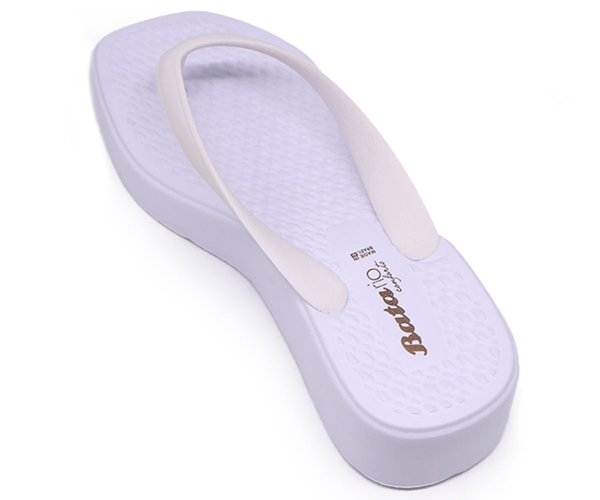 br wedge white thong slides