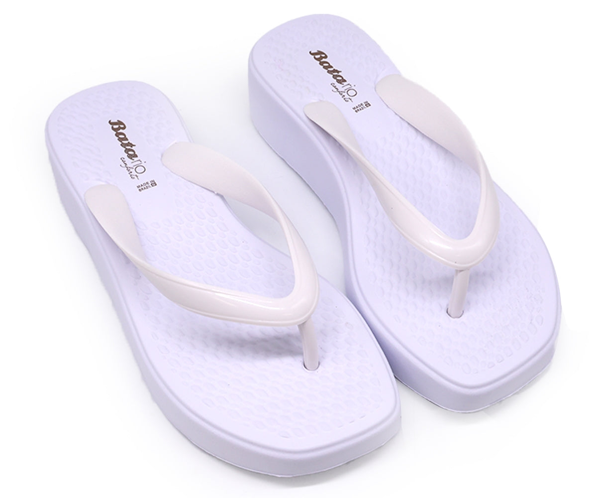 br wedge white thong slides