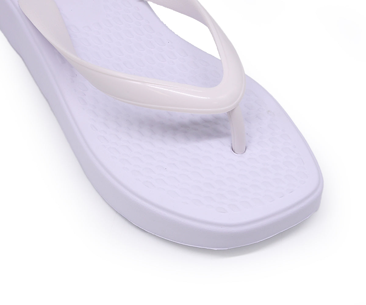 br wedge white thong slides