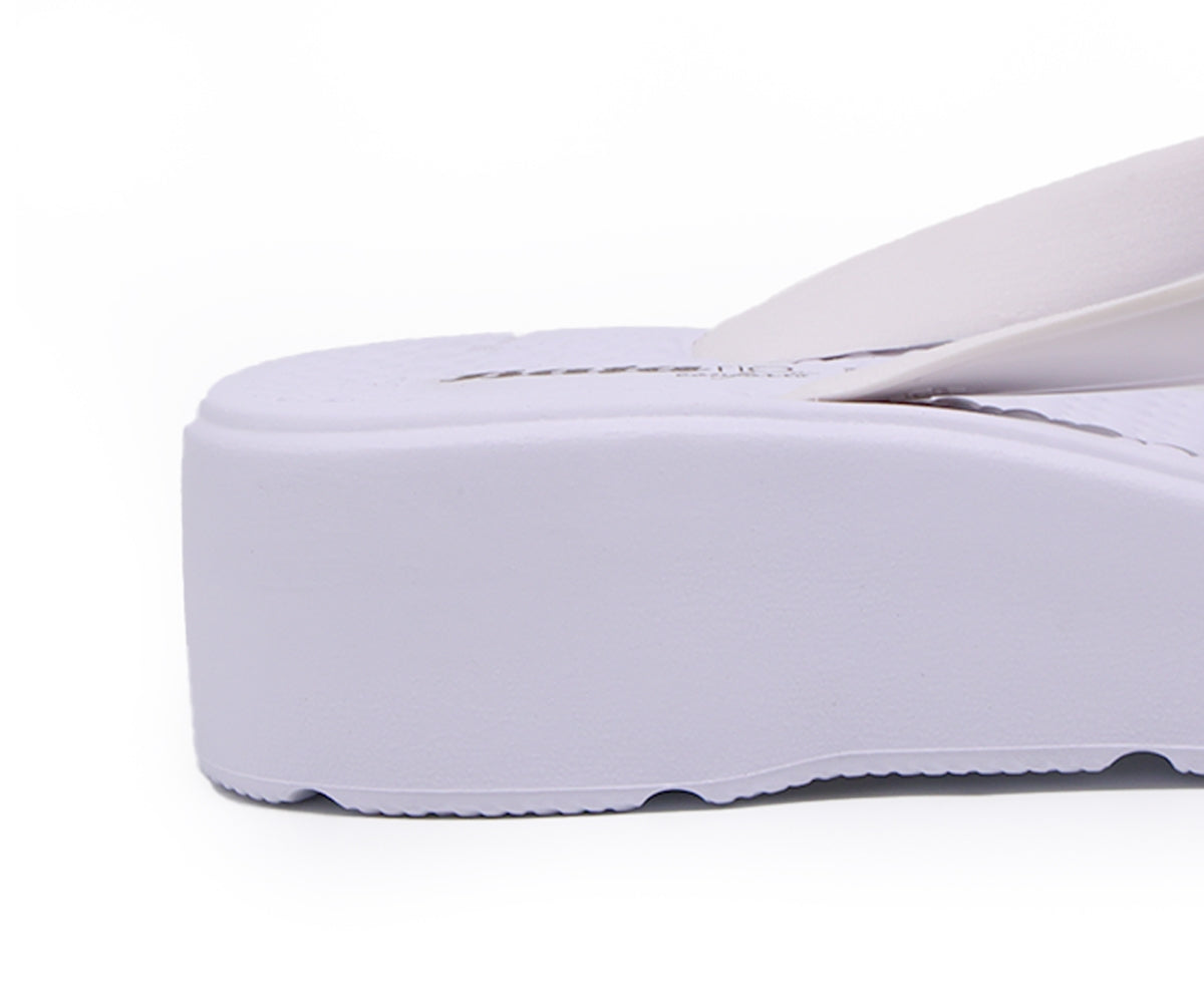 br wedge white thong slides