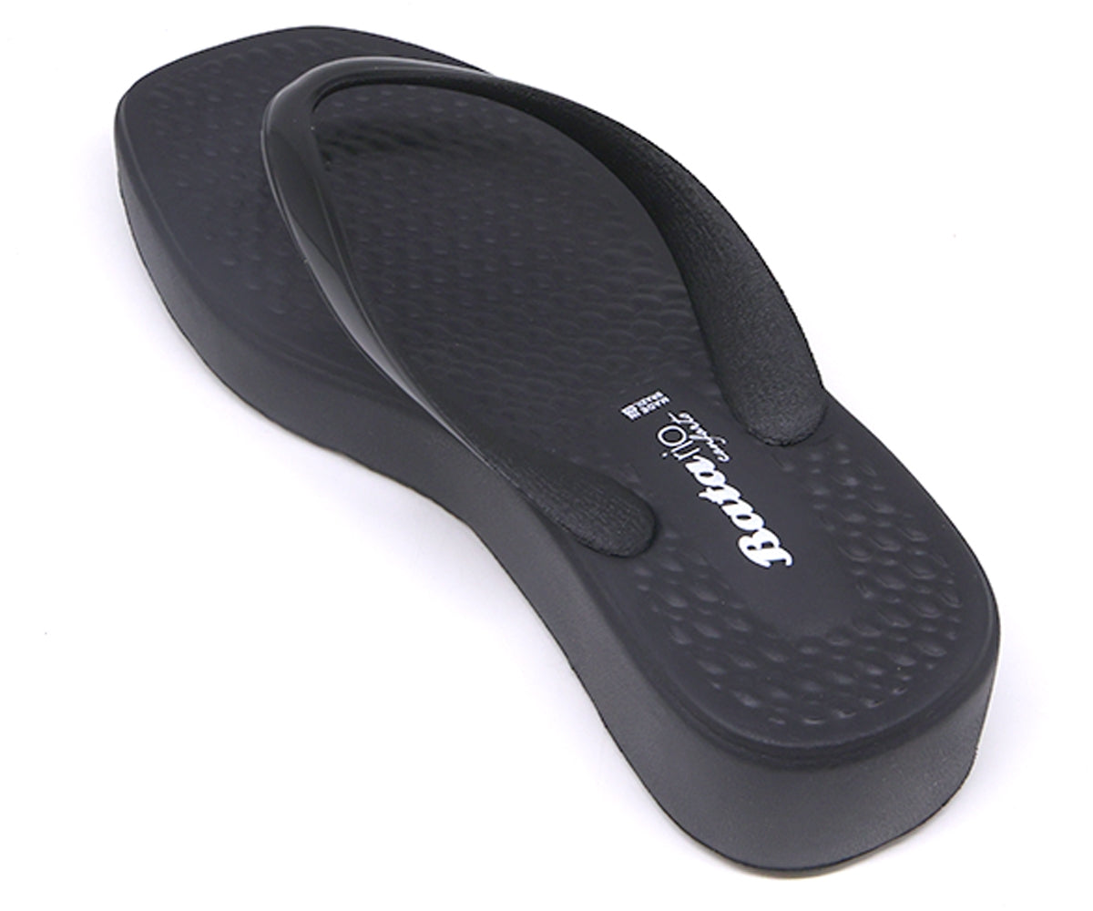 br wedge black thong slides