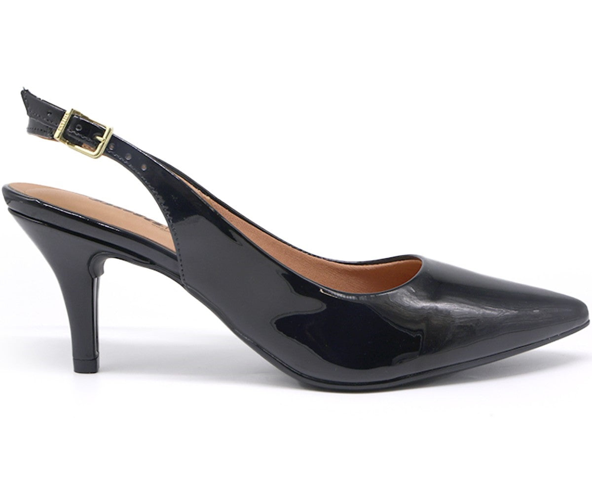 br classic mid-heel patent blk slingback stilletos