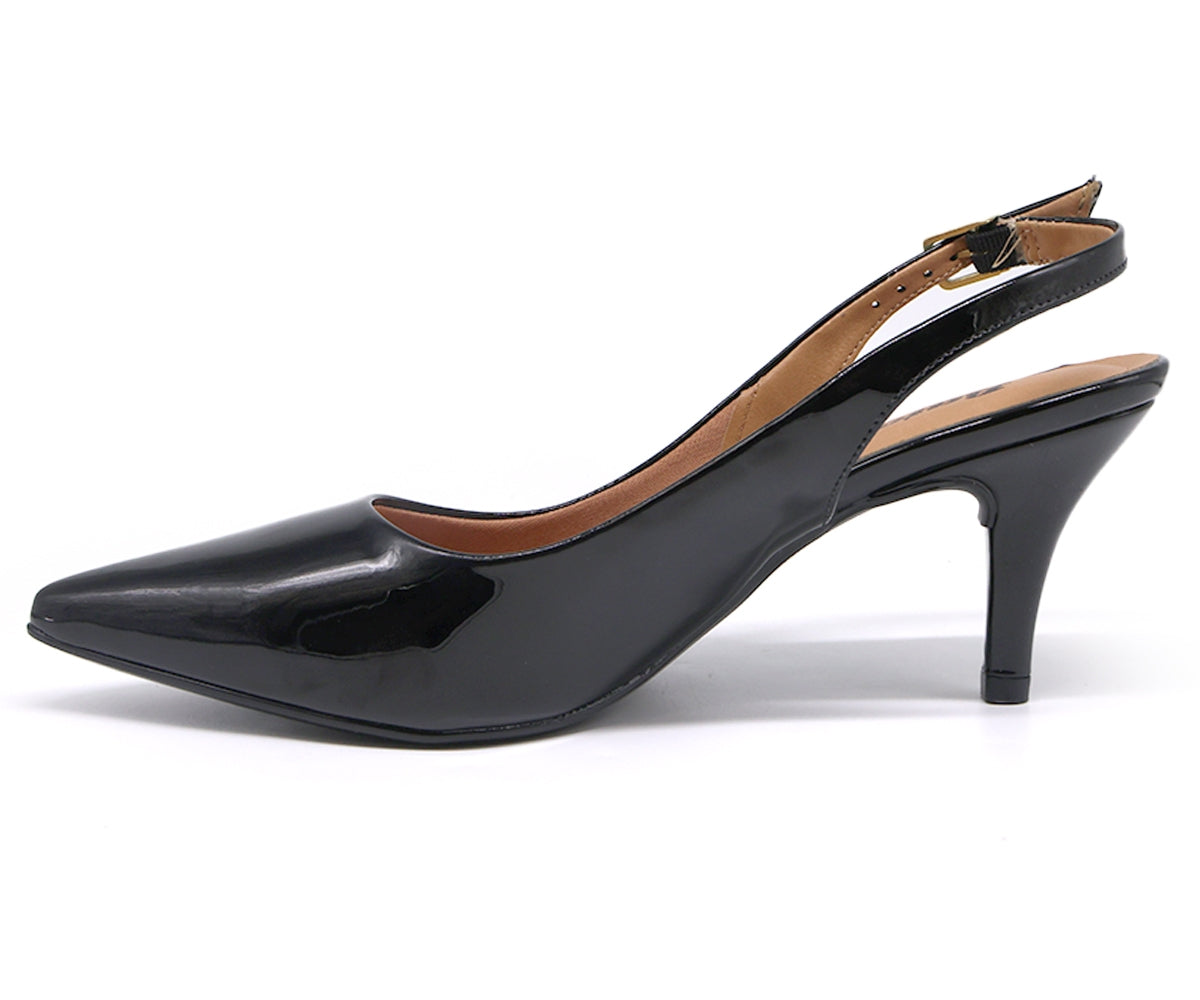 br classic mid-heel patent blk slingback stilletos